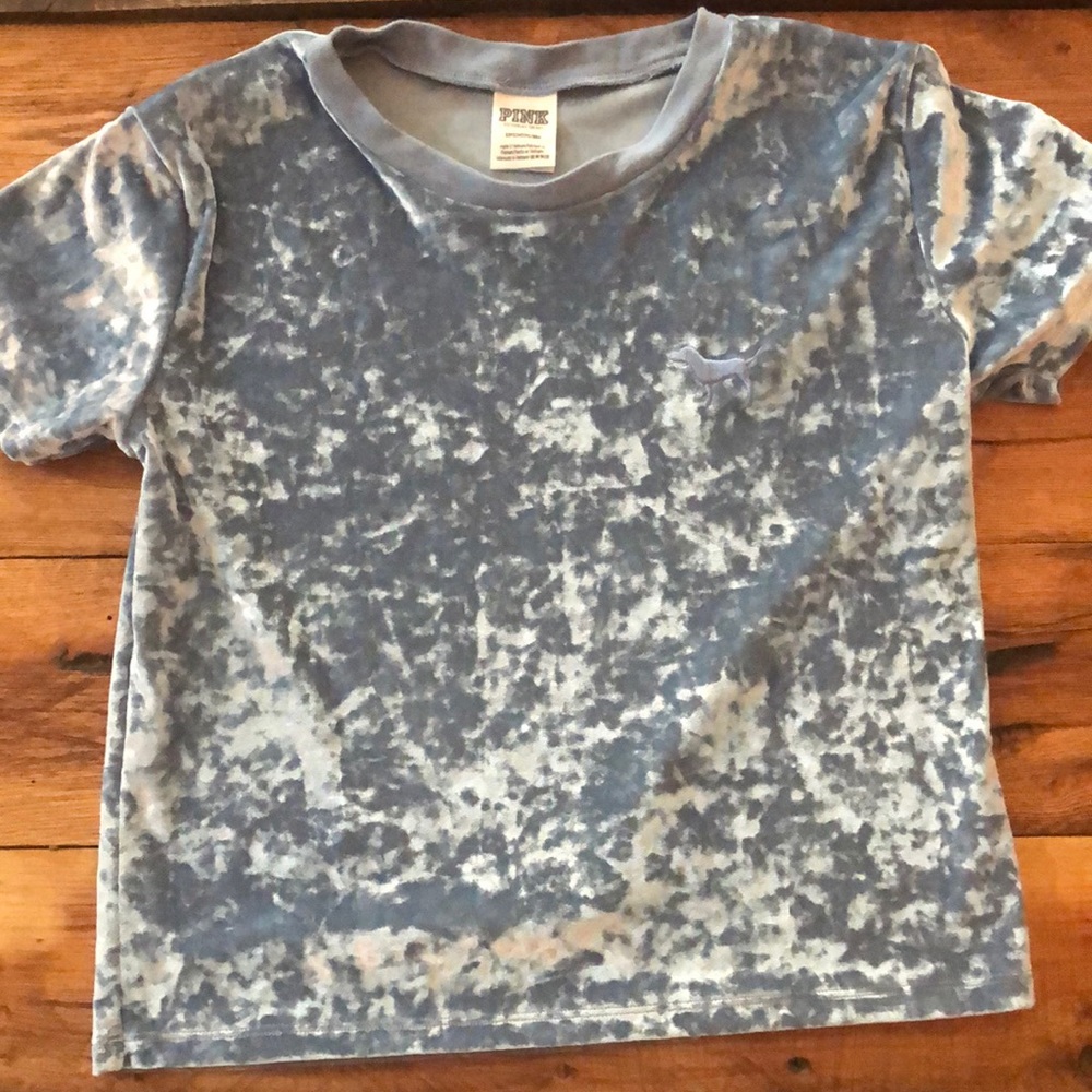 VS pink Short sleeve crushed velvet crop top